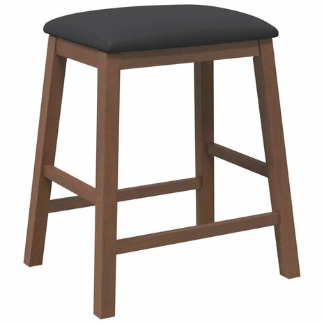 Barstoelen met kussens 2 st massief hout rubber bruin 7