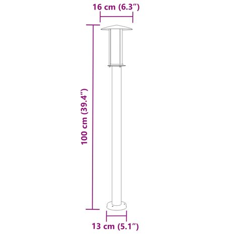 Vloerlamp voor buiten 3 st 100 cm roestvrij staal zilverkleurig 7