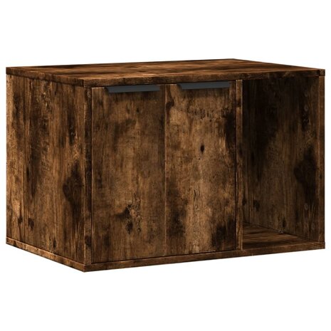 Kattenbakkast 60x40x40 cm bewerkt hout gerookt eikenkleurig 2