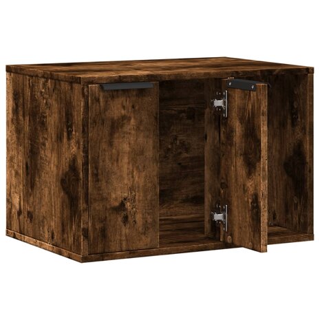Kattenbakkast 60x40x40 cm bewerkt hout gerookt eikenkleurig 4