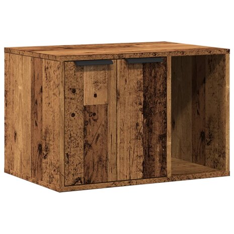 Kattenbakkast 60x40x40 cm bewerkt hout oud houtkleurig 2