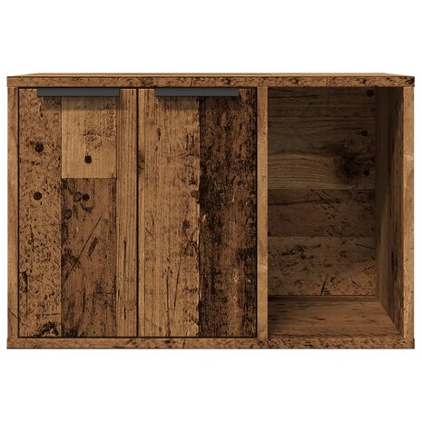 Kattenbakkast 60x40x40 cm bewerkt hout oud houtkleurig 5