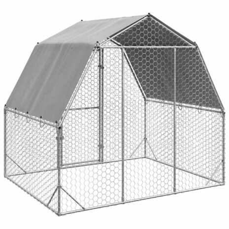Kippenren met dak 2,5x2x2,25 m gegalvaniseerd staal 5