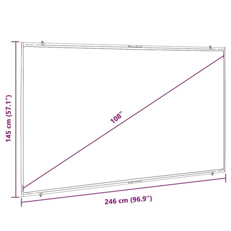 Projectiescherm wandhangend 108 inch 16:9 7