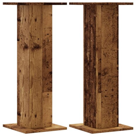 Speakerstandaards 2 st 30x30x80 cm bewerkt hout oud houtkleurig 2