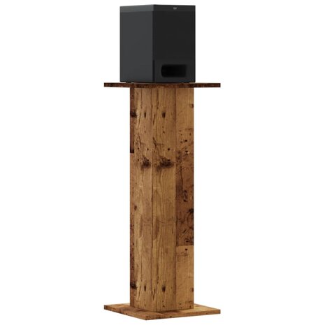 Speakerstandaards 2 st 30x30x80 cm bewerkt hout oud houtkleurig 3