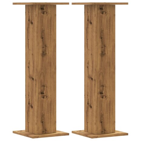 Speakerstandaards 2 st 30x30x95 cm hout artisanaal eikenkleurig 2