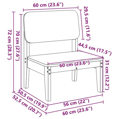 Tuinstoel 60x52,5x72 cm geïmpregneerd grenenhout 9