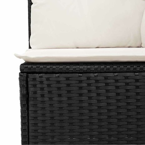2-delige Loungeset met kussens poly rattan acacia zwart 5