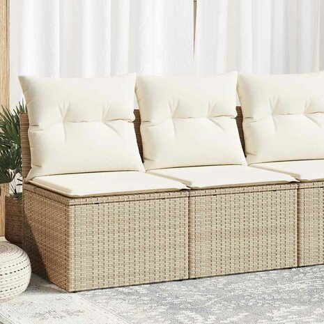 2-delige Loungeset met kussens poly rattan acacia beige 1