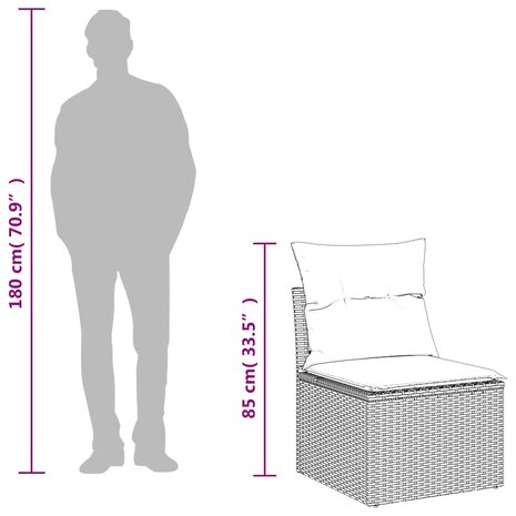 2-delige Loungeset met kussens poly rattan acacia beige 8