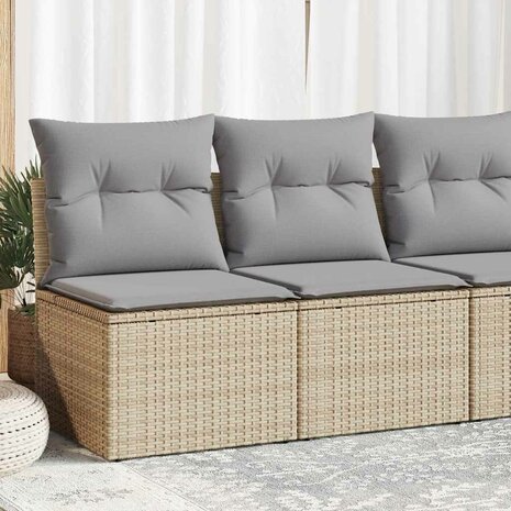 2-delige Loungeset met kussens poly rattan acacia beige 1