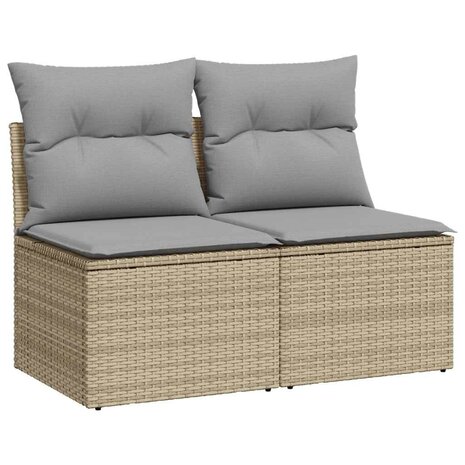 2-delige Loungeset met kussens poly rattan acacia beige 2