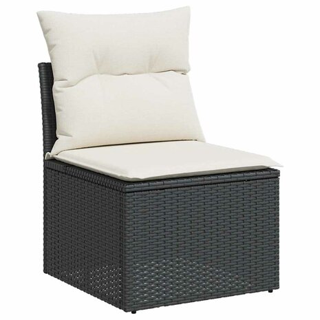 2-delige Loungeset met kussens poly rattan acacia zwart 4