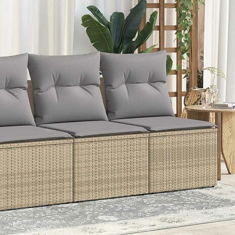 2-delige Loungeset met kussens poly rattan acacia beige 1