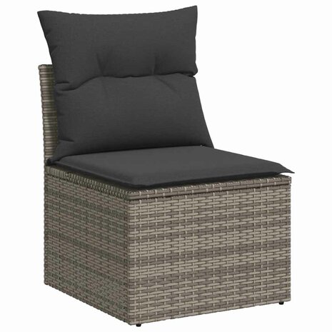 2-delige Loungeset met kussens poly rattan acacia grijs 4