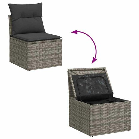 2-delige Loungeset met kussens poly rattan acacia grijs 5