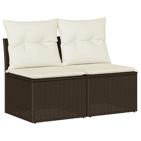 2-delige Loungeset met kussens poly rattan acacia bruin 2