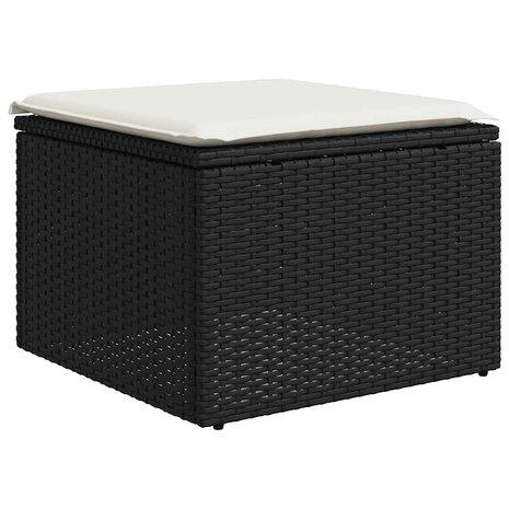 2-delige Loungeset met kussens poly rattan acacia zwart 4