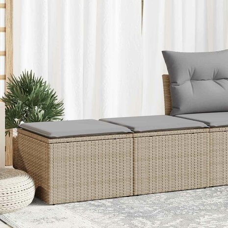 2-delige Loungeset met kussens poly rattan acacia beige 1