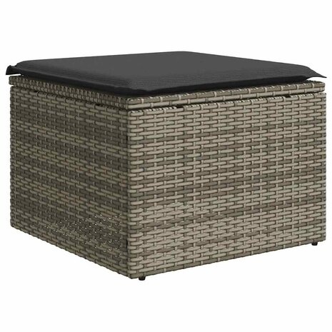 2-delige Loungeset met kussens poly rattan acacia grijs 4