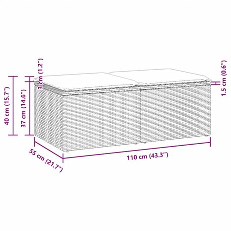 2-delige Loungeset met kussens poly rattan acacia grijs 6