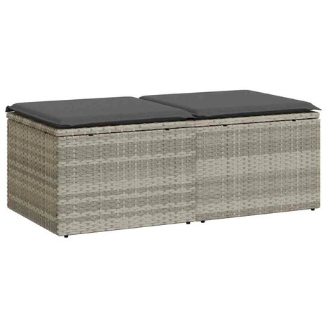 2-delige Loungeset met kussens poly rattan acacia lichtgrijs 2