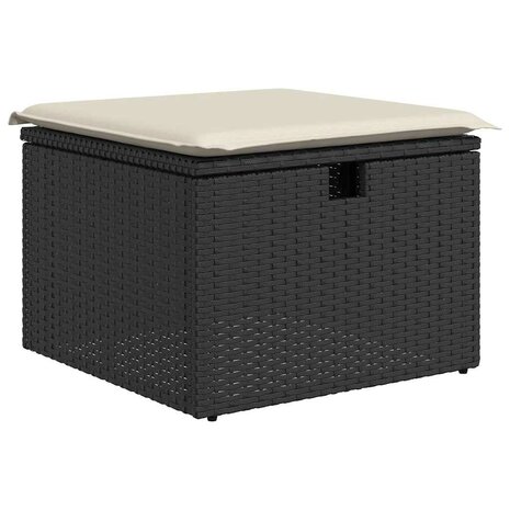 2-delige Loungeset met kussens poly rattan acacia zwart 4