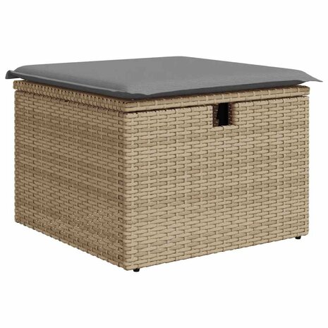 2-delige Loungeset met kussens poly rattan acacia beige 4