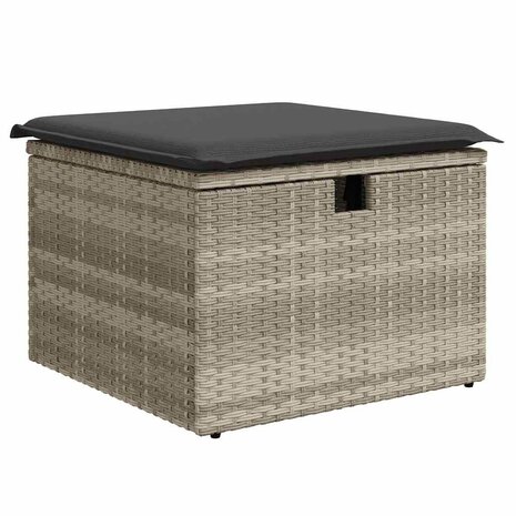 2-delige Loungeset met kussens poly rattan acacia lichtgrijs 4