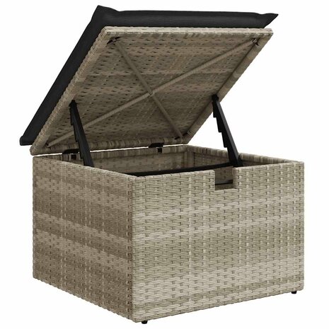 2-delige Loungeset met kussens poly rattan acacia lichtgrijs 5