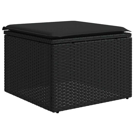 2-delige Loungeset met kussens poly rattan acacia zwart 4