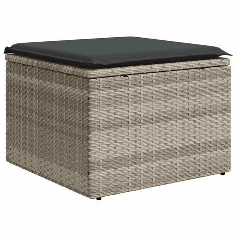 2-delige Loungeset met kussens poly rattan acacia lichtgrijs 4