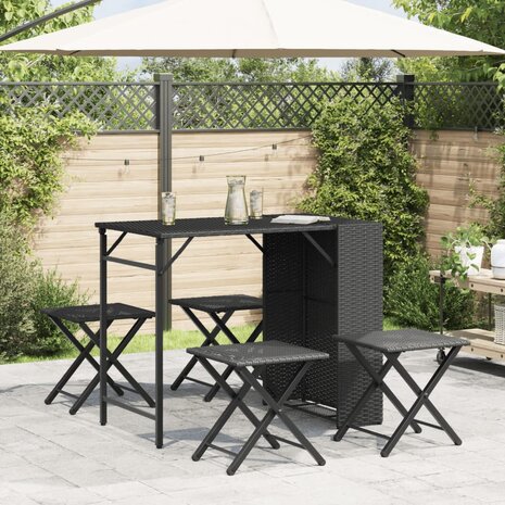 5-delige Tuinset inklapbaar poly rattan zwart  3