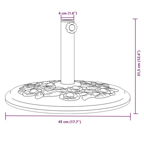 Parasolvoet voor stok van Ø38 / 48 mm 12 kg rond 8