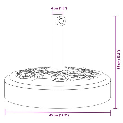 Parasolvoet voor stokken van Ø38 / 48 mm 25 kg rond 8