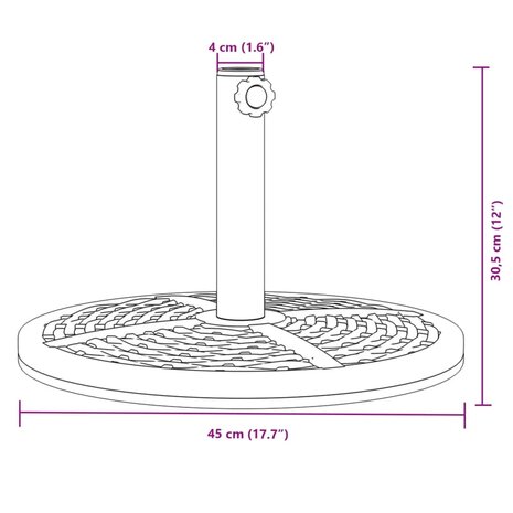 Parasolvoet voor stok van Ø38 / 48 mm 12 kg rond 8