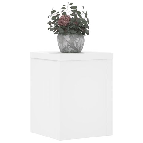 Plantenstandaards 2 st 15x15x20 cm bewerkt hout wit 3