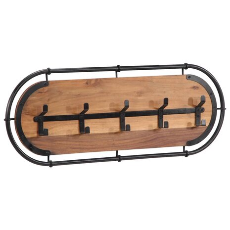 Wandkapstok met 5 haken massief acaciahout 2