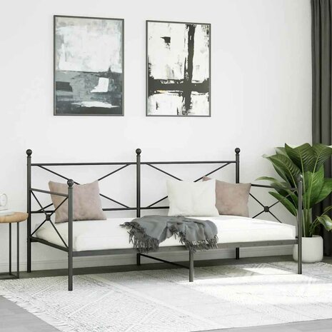 Slaapbank zonder matras 100x200 cm staal zwart 3