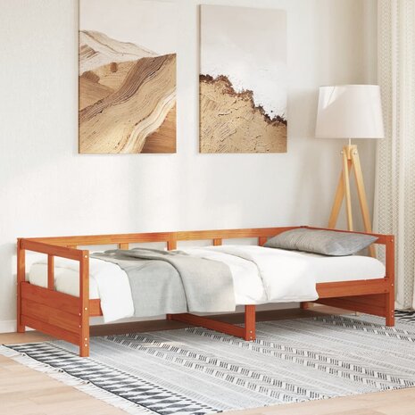Slaapbank zonder matras 80x200 cm massief grenenhout wasbruin 1