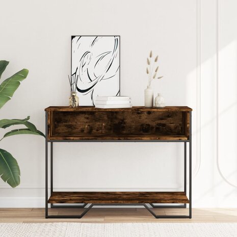 Wandtafel 100x35x74,5 cm bewerkt hout gerookt eikenkleurig 3