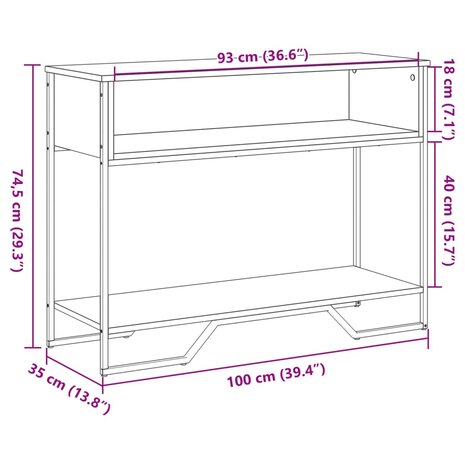 Wandtafel 100x35x74,5 cm bewerkt hout gerookt eikenkleurig 9
