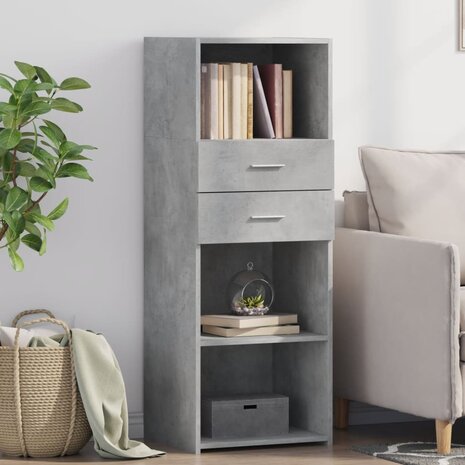 Hoge kast 45x42,5x124 cm bewerkt hout betongrijs 1
