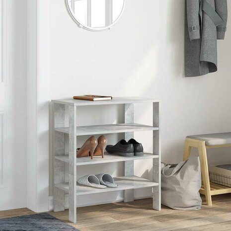 Schoenenrek 61x32x70 cm bewerkt hout betongrijs 3