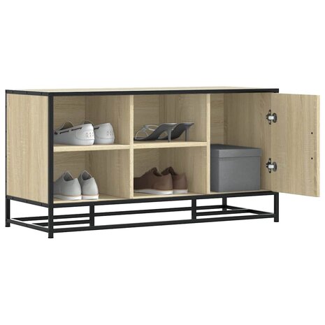 Schoenenbank 100x40x53,5 cm bewerkt hout en metaal sonoma eiken 1