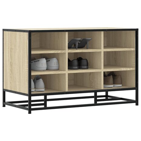 Schoenenbank 84x40x53,5 cm bewerkt hout en metaal sonoma eiken 1