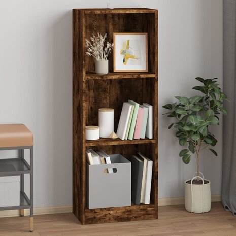 Boekenkast 3-laags 40x24x109 cm bewerkt hout gerookt eikenkleur 1