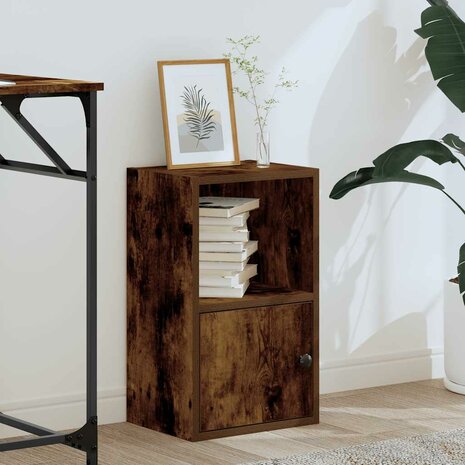 Boekenkast 31x24x52 cm bewerkt hout gerookt eikenkleurig 3
