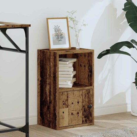 Boekenkast 31x24x52 cm bewerkt hout oud houtkleurig 3